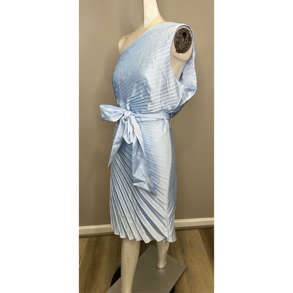 Milly Estie Satin Pleated One-Shoulder Minidress Size US12 $450 - Picture 6 of 10